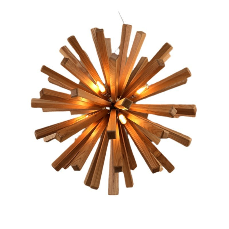 52cm Nordic Wood-Finish LED Chandelier