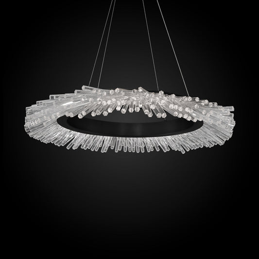 Crystal Ring LED Pendant Light / Black