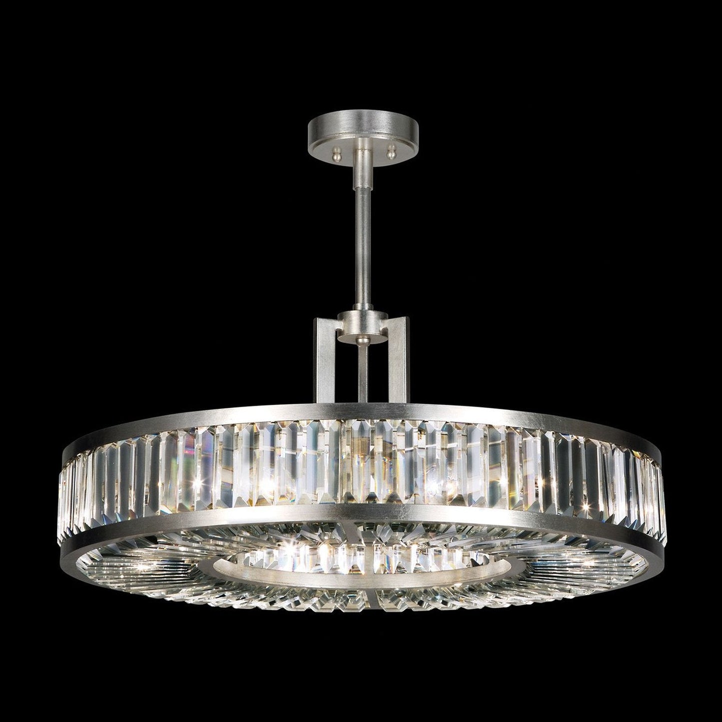 Faceted Crystal Panel Round Pendant