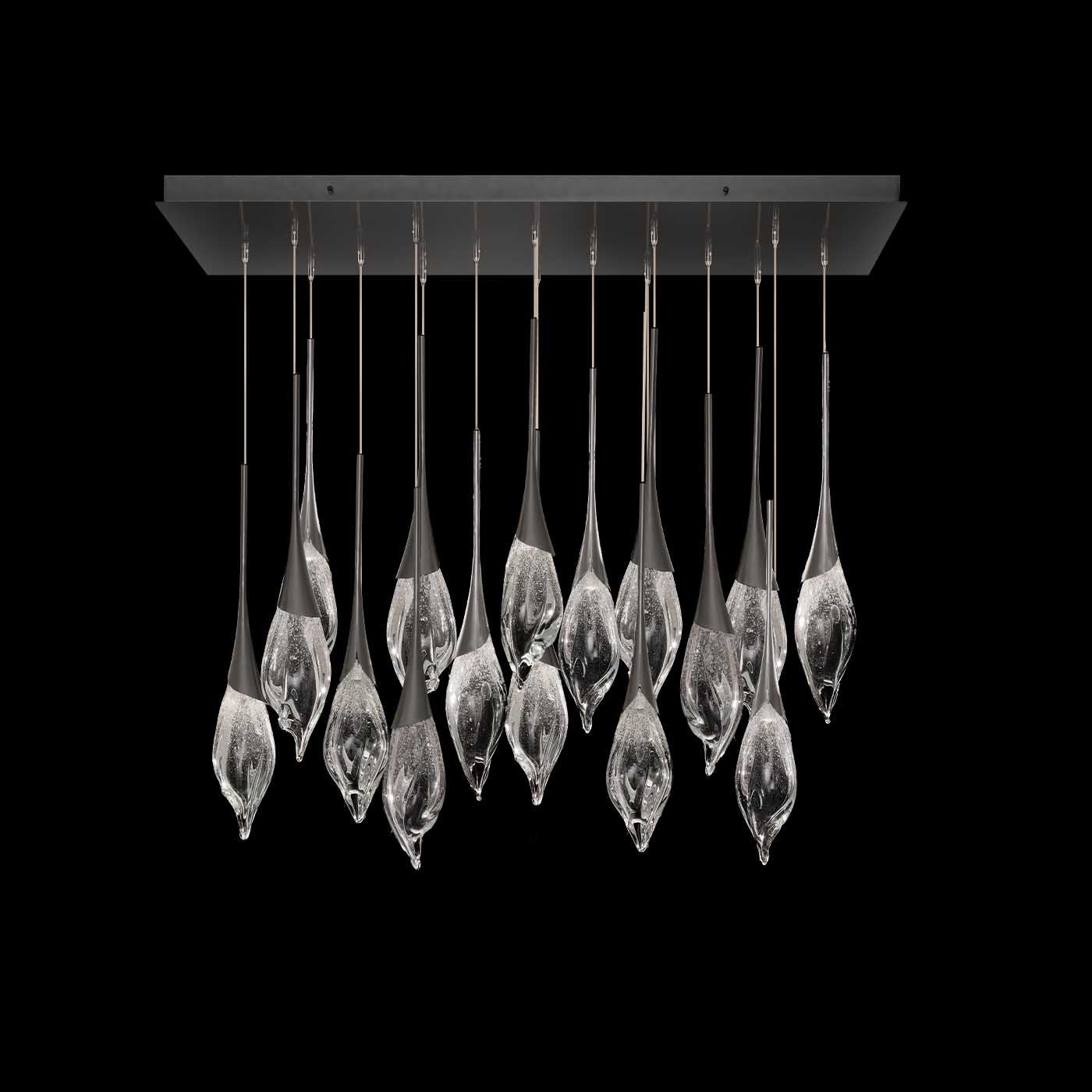 Hand-Pulled Glass Low-Ceiling Pendant Light / Midnight Steel