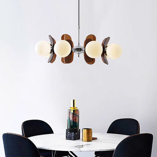 Nordic Glass Multi-Light LED Chandelier / Tricolor Light / Orange 3 Heads