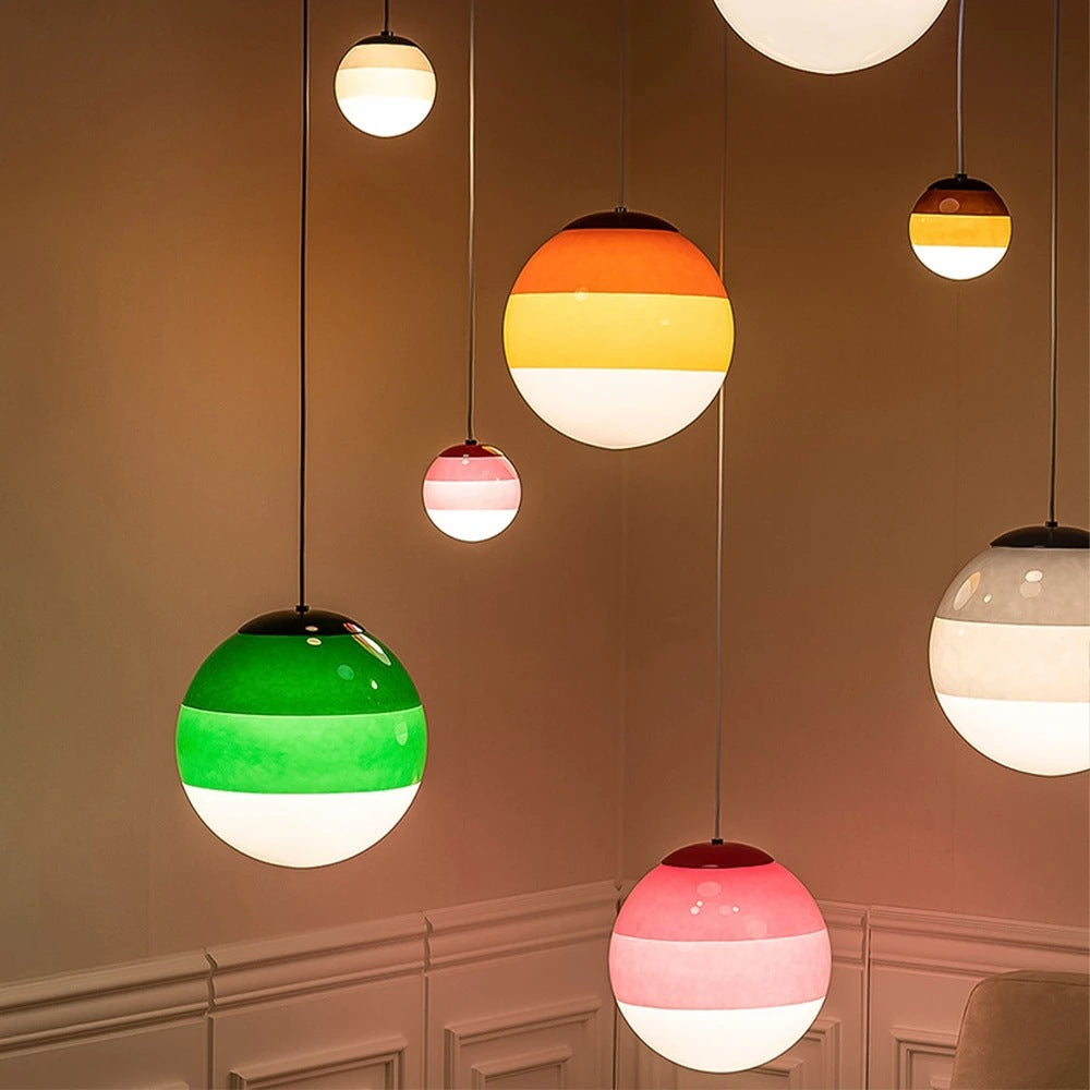 15cm Gradient Glass Pendant Light / Gradient Black / Dia15cm Without Light Source