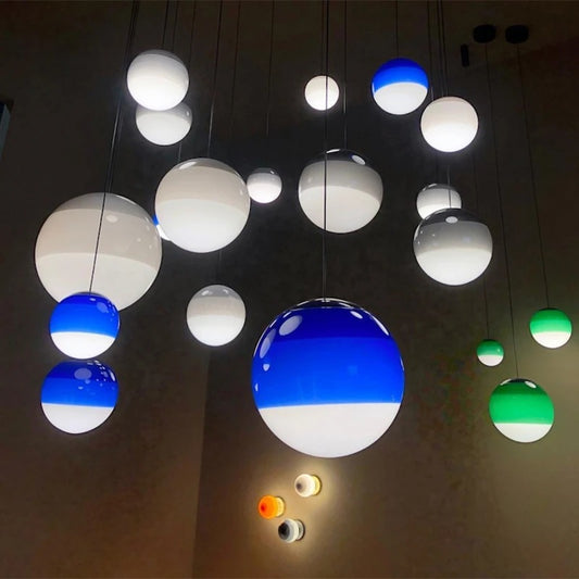 15cm Gradient Glass Pendant Light / Gradient Black / Dia20cm Without Light Source