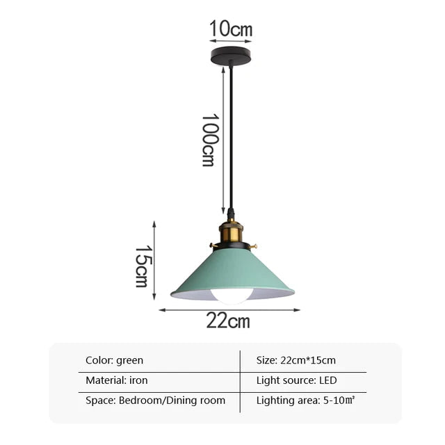 22cm Colourful Iron LED Pendant / Light Source Not Included / 22cm Yellow