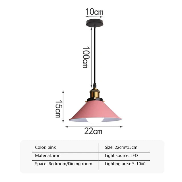 22cm Colourful Iron LED Pendant / Have Light Source / 22CM Gray