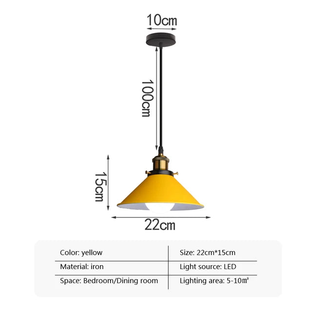 22cm Colourful Iron LED Pendant / Have Light Source / 22cm Green