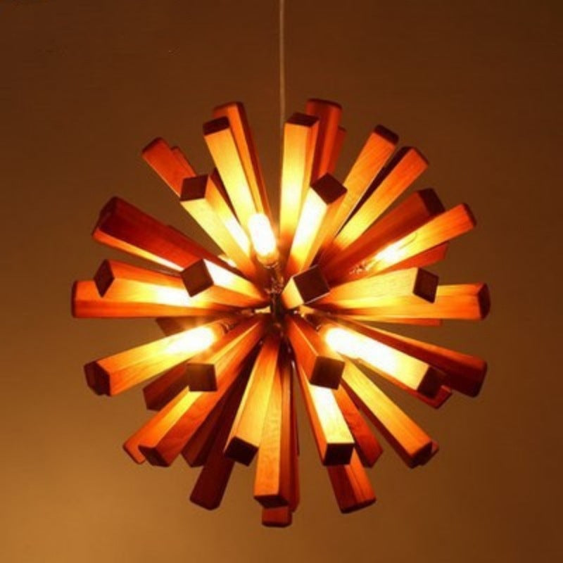 52cm Nordic Wood-Finish LED Chandelier / Wood Color / 52cm