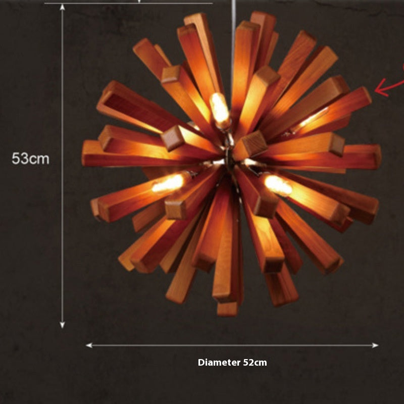 52cm Nordic Wood-Finish LED Chandelier
