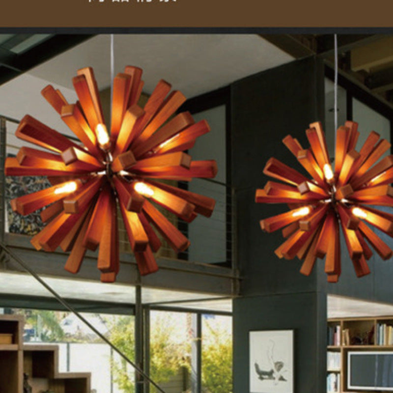 52cm Nordic Wood-Finish LED Chandelier