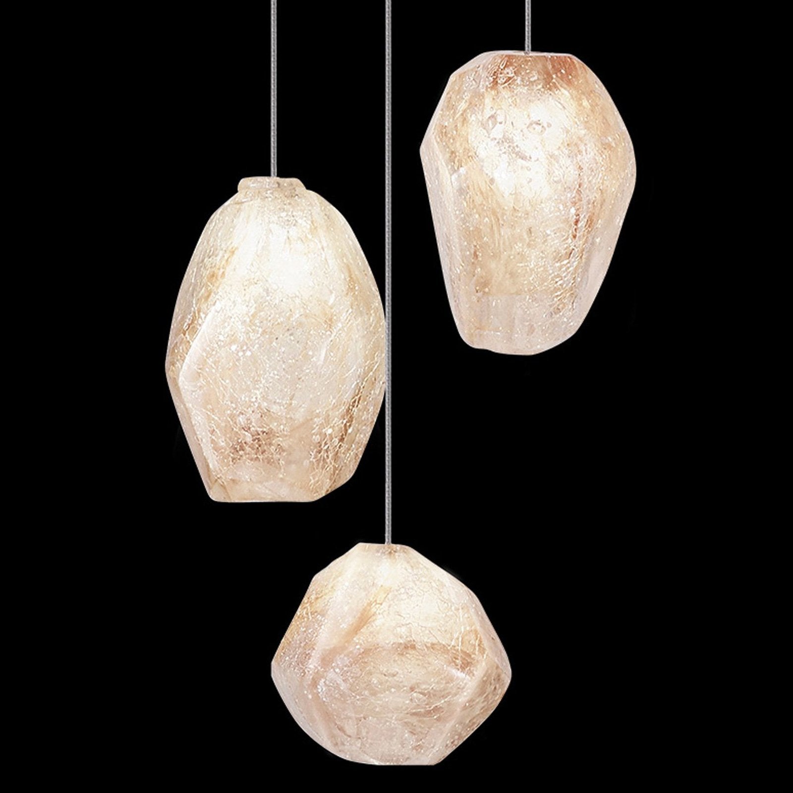 9-Inch Natural Quartz Glass Pendant / Silver