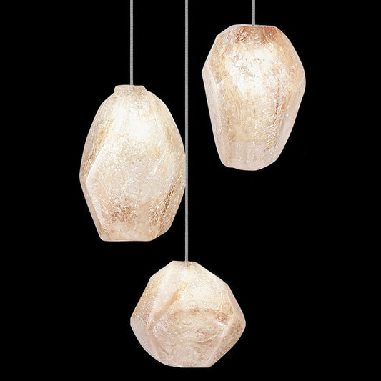 9-Inch Natural Quartz Glass Pendant / Silver