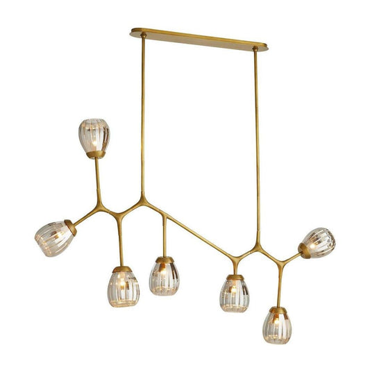 Adjustable Antique Brass Globe Chandelier