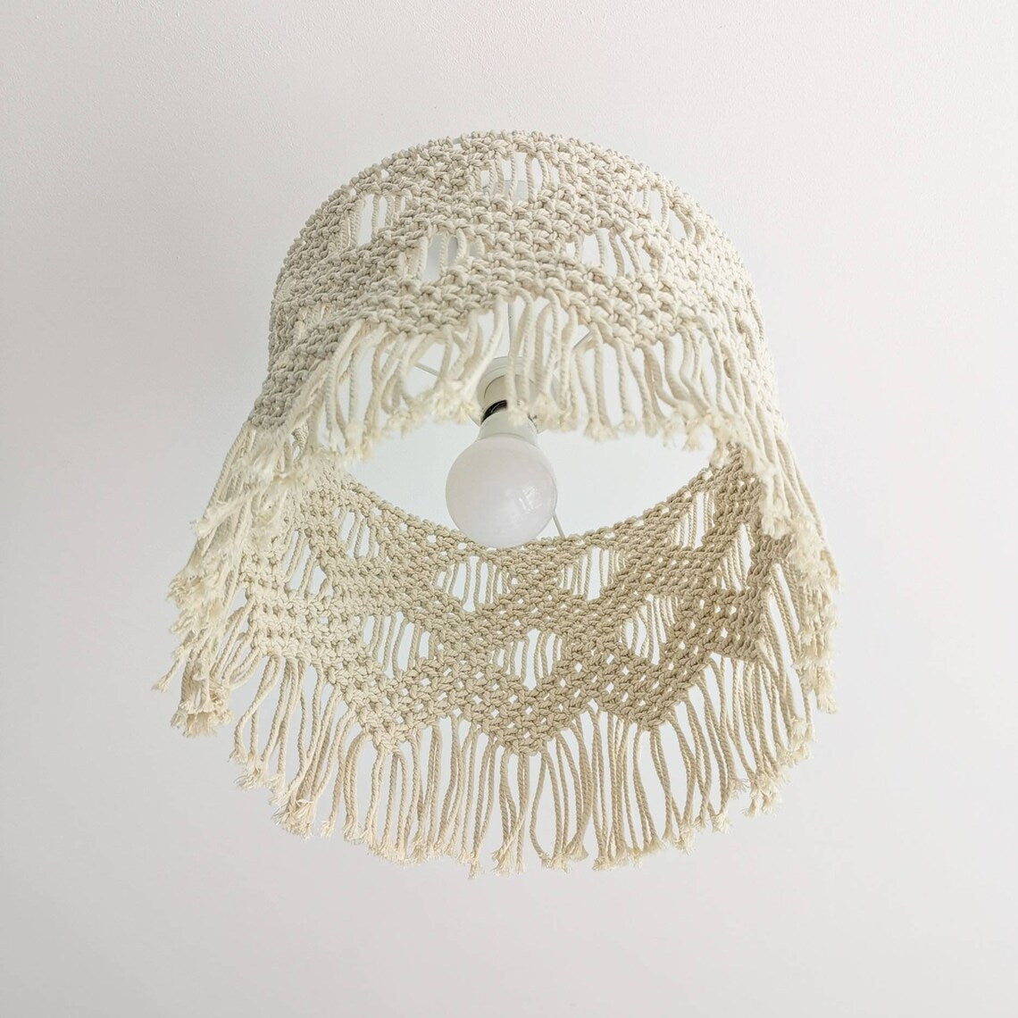 Beige Cotton String Woven Lampshade / Style B