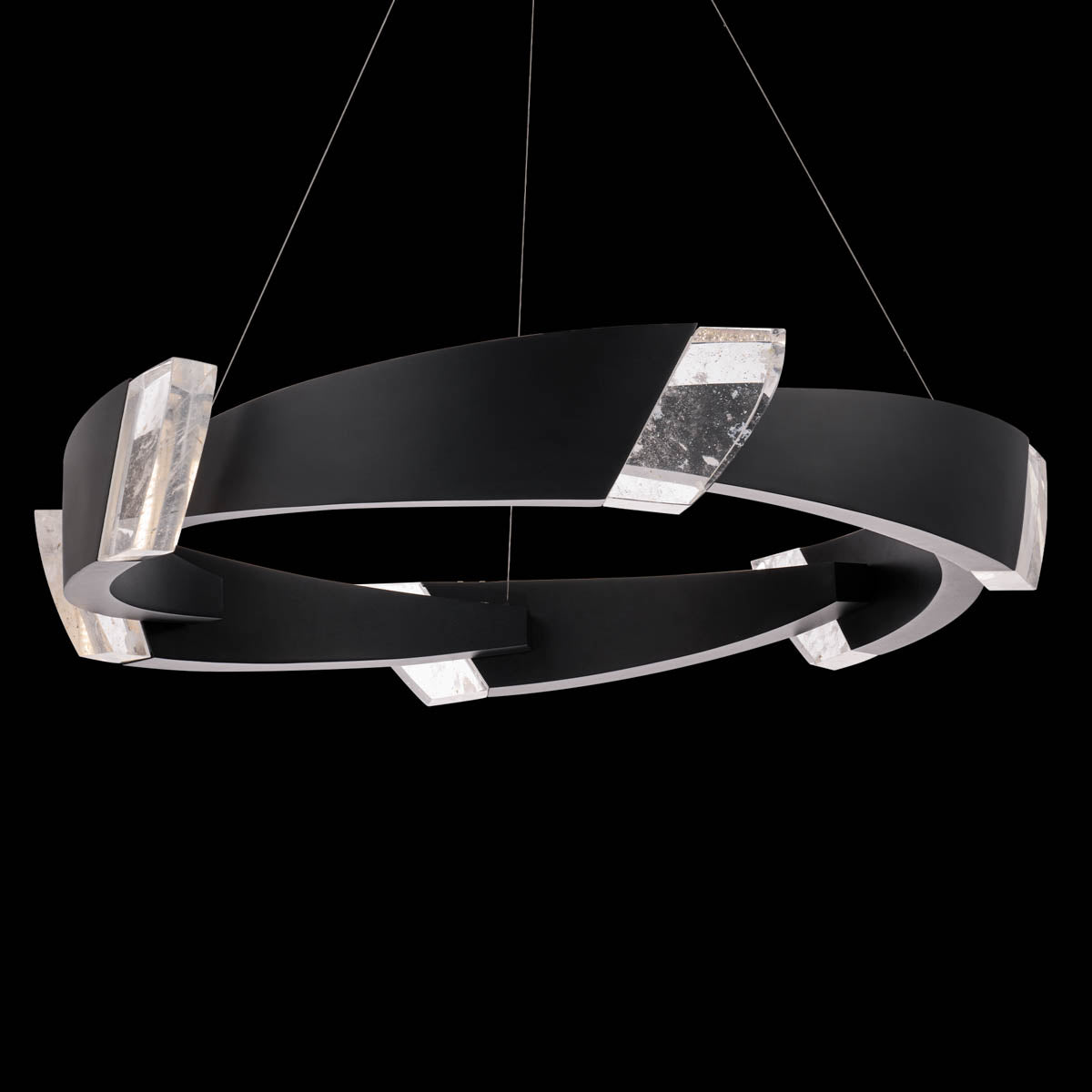 Black Metal Optic Crystal LED Pendant / Black