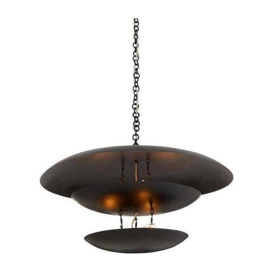 Blackened Iron Eight-Light Disc Chandelier / Default Title