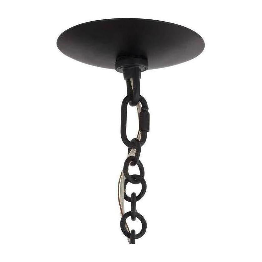 Blackened Iron Eight-Light Disc Chandelier
