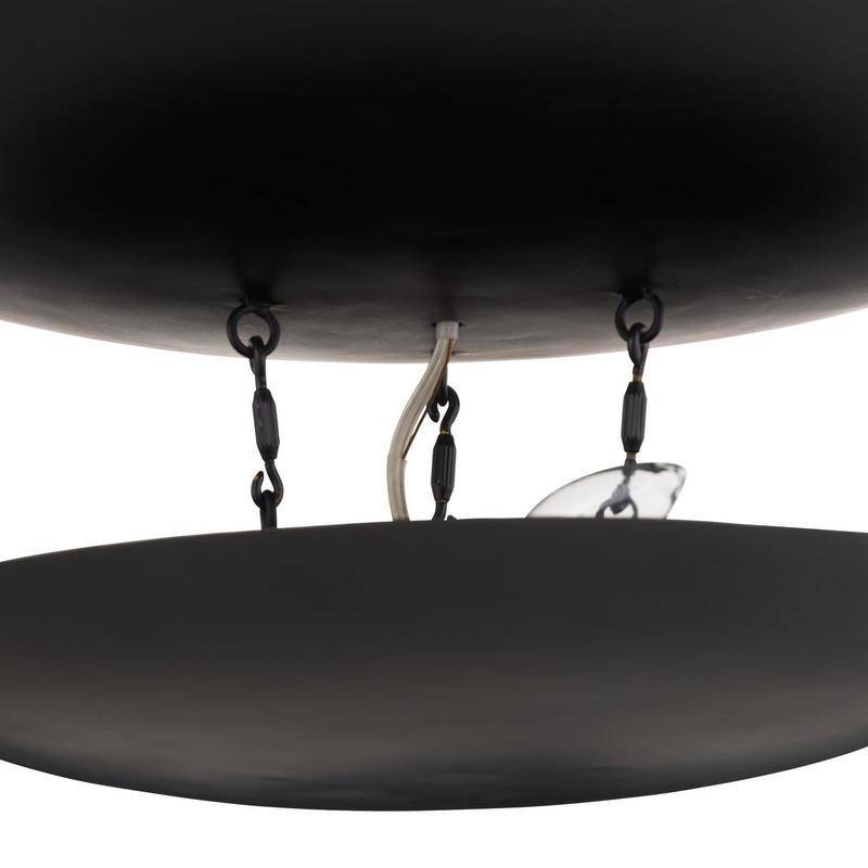 Blackened Iron Eight-Light Disc Chandelier