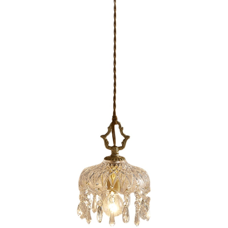 Brass and Crystal Single Pendant Light