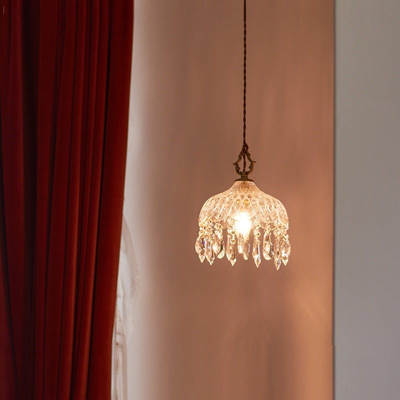 Brass and Crystal Single Pendant Light