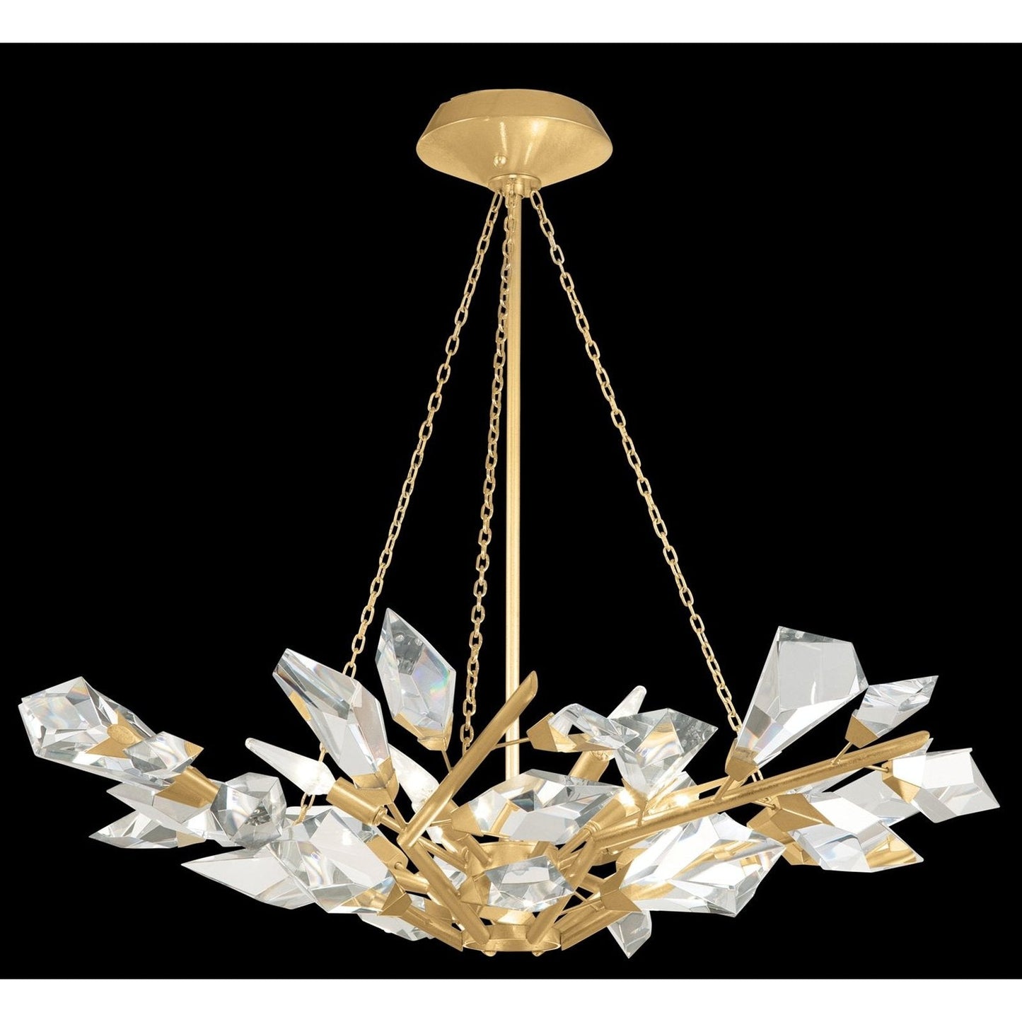 Crystal Leaf Branch Round Pendant Light / Gold