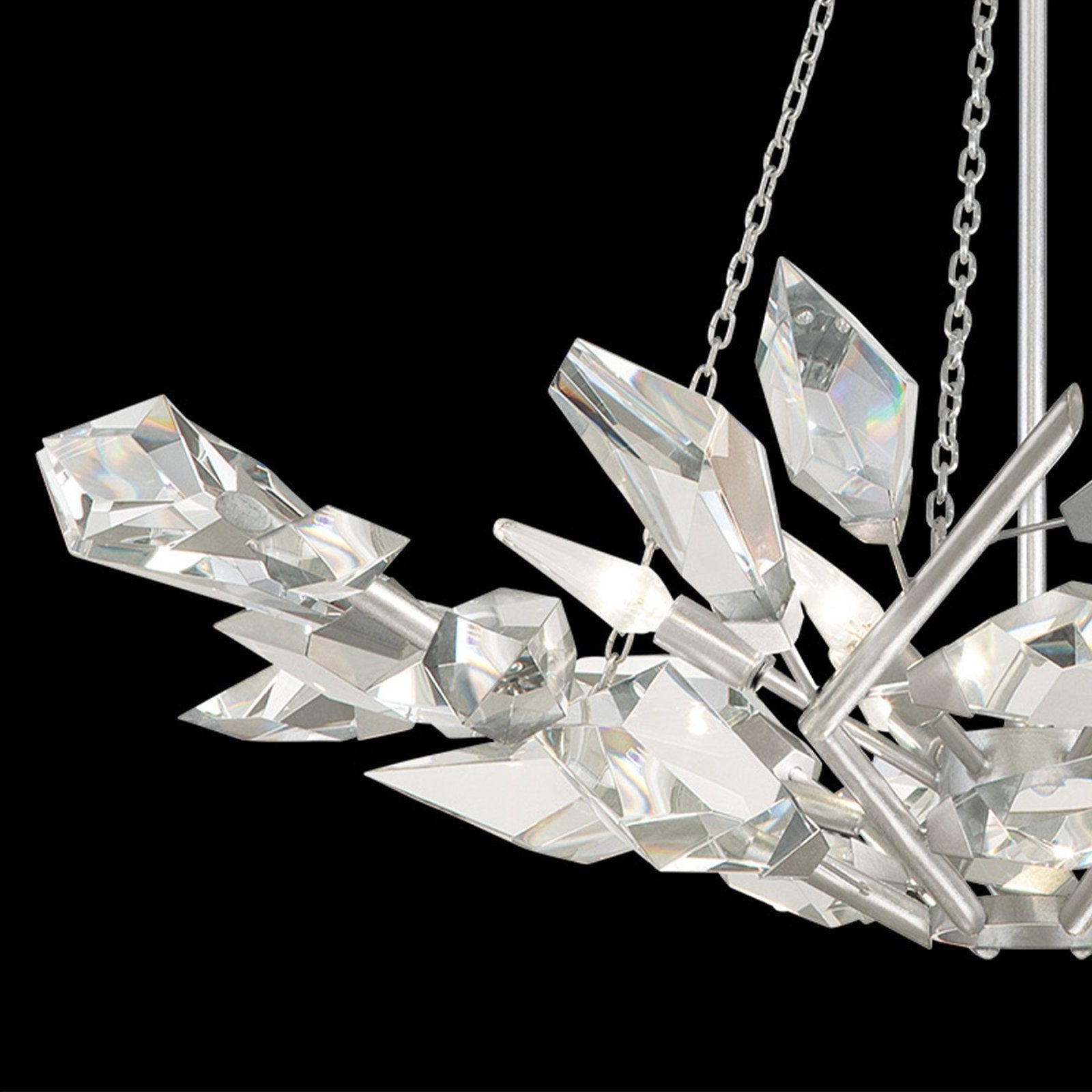 Crystal Leaf Branch Round Pendant Light