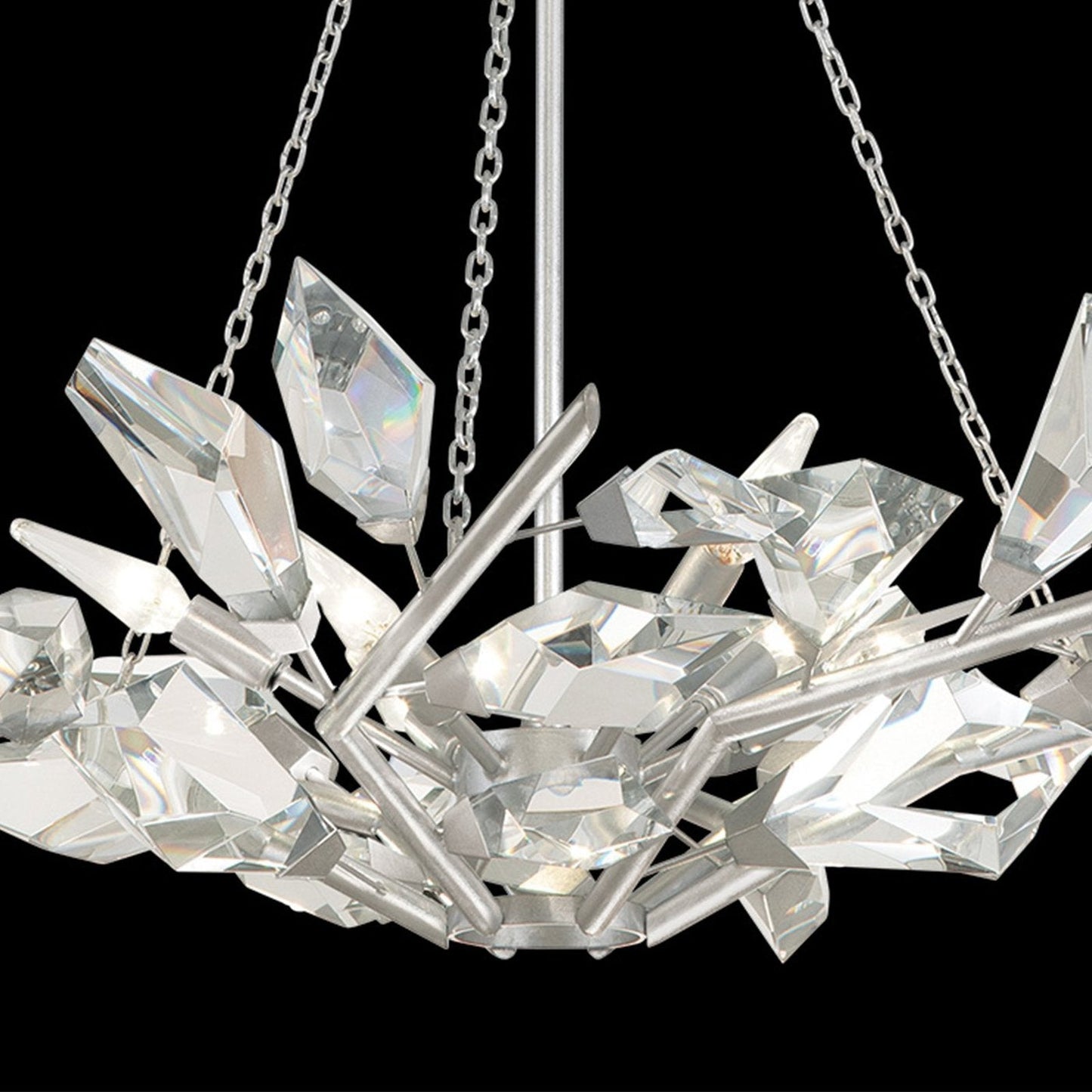 Crystal Leaf Branch Round Pendant Light