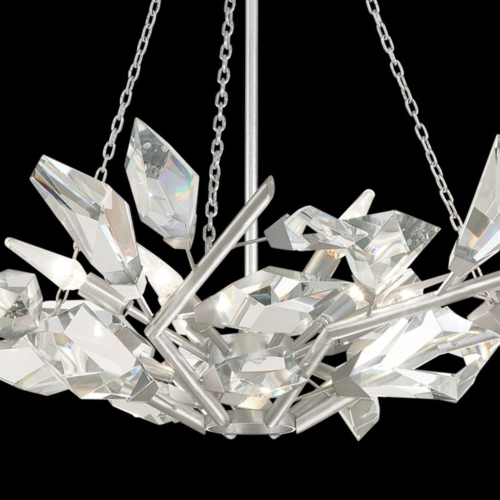Crystal Leaf Branch Round Pendant Light