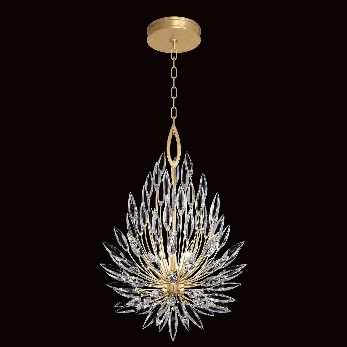 Crystal Lily Bud Round Pendant Light / Gold
