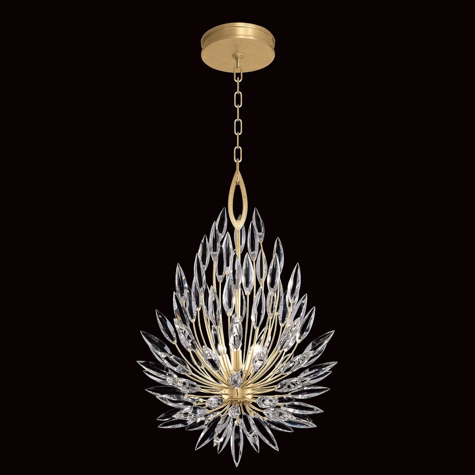 Crystal Lily Bud Round Pendant Light / Gold