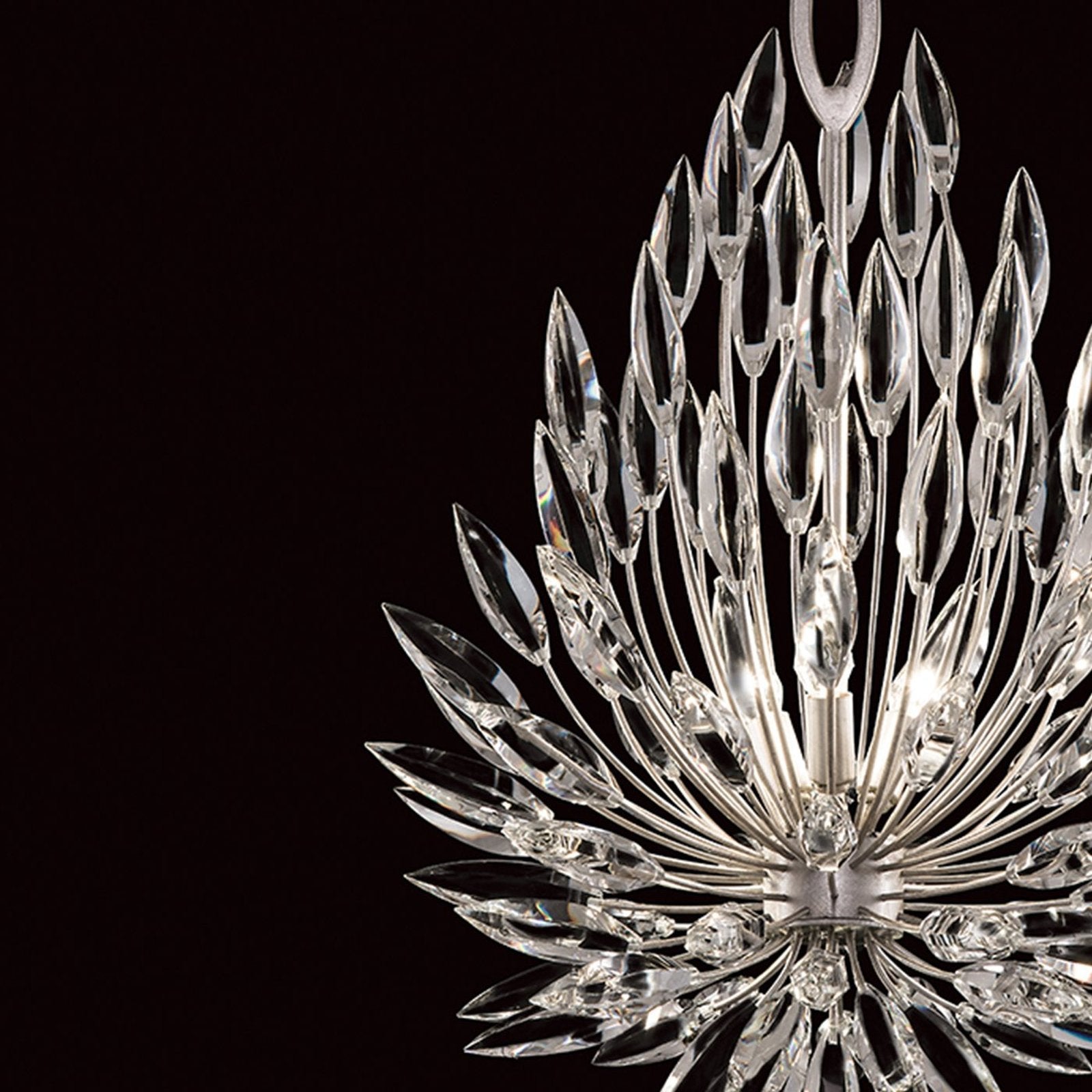 Crystal Lily Bud Round Pendant Light