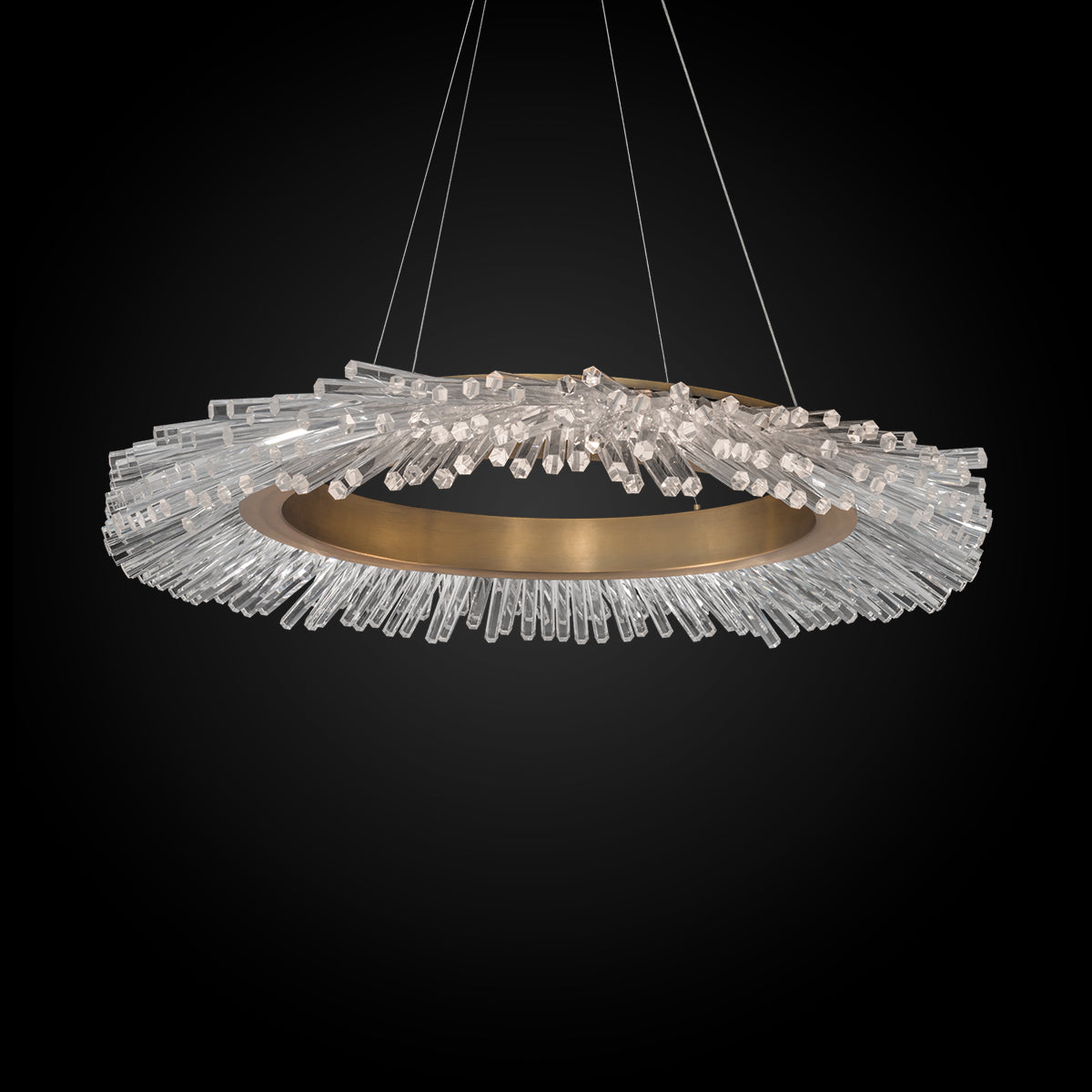 Crystal Ring LED Pendant Light / Aged Brass