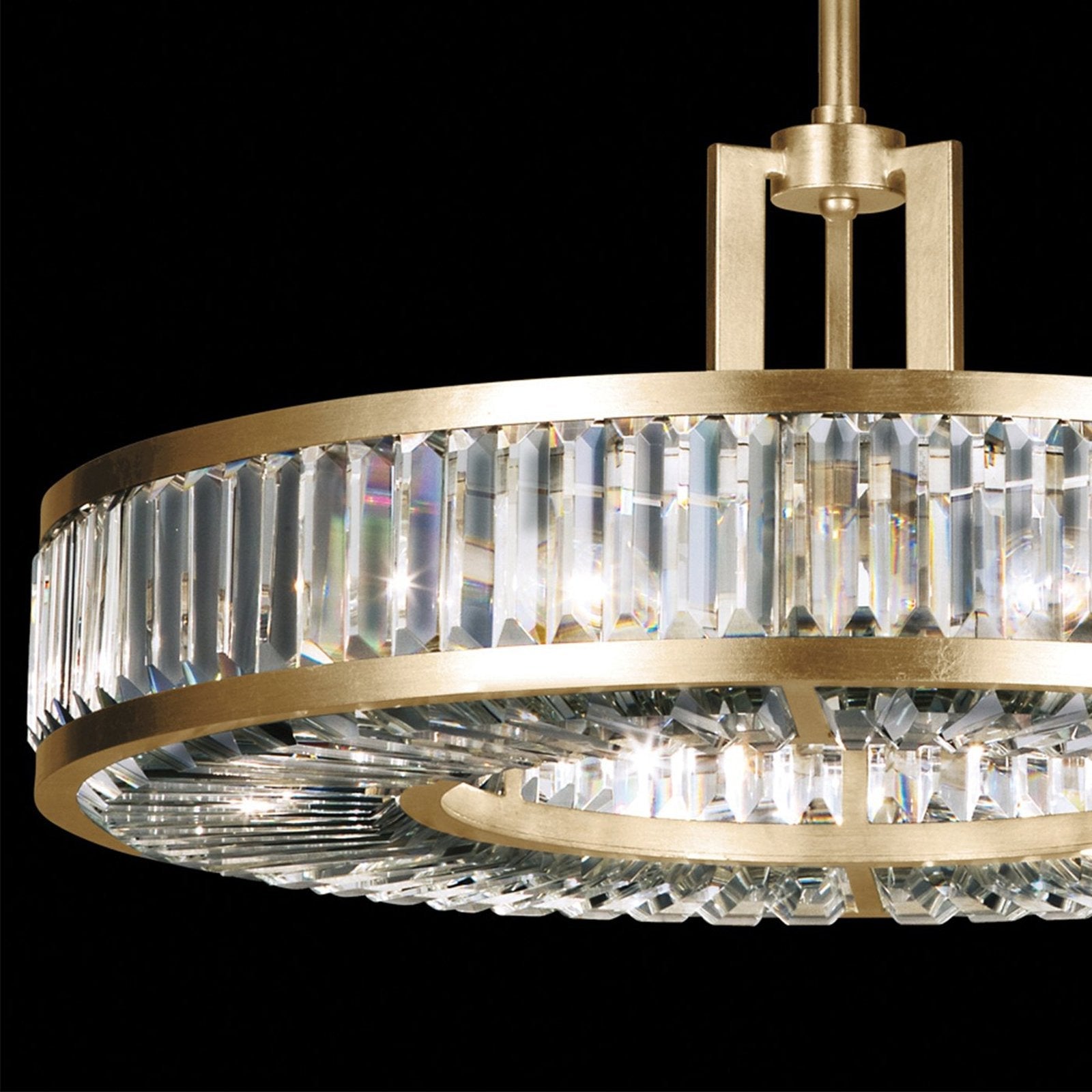 Faceted Crystal Panel Round Pendant