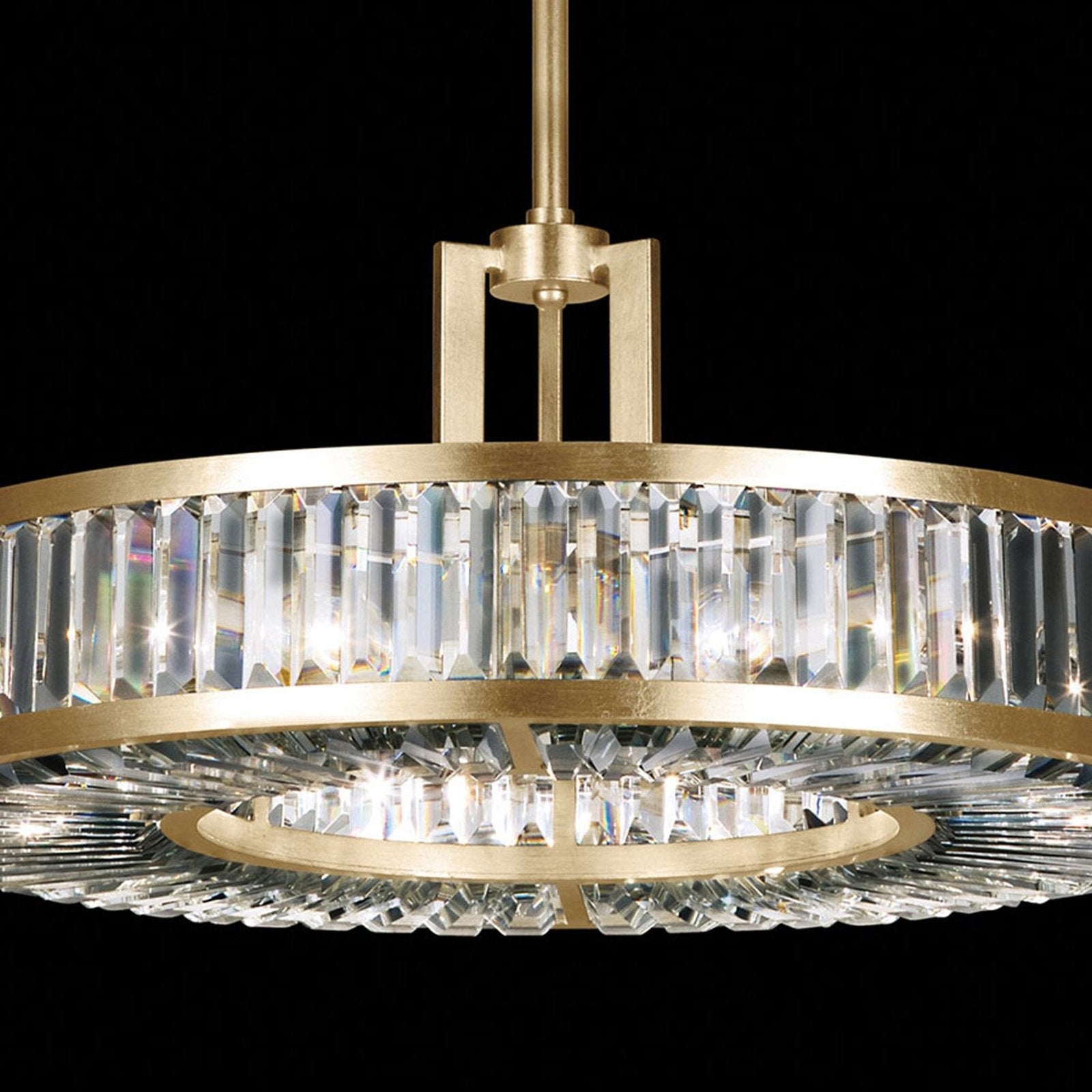 Faceted Crystal Panel Round Pendant