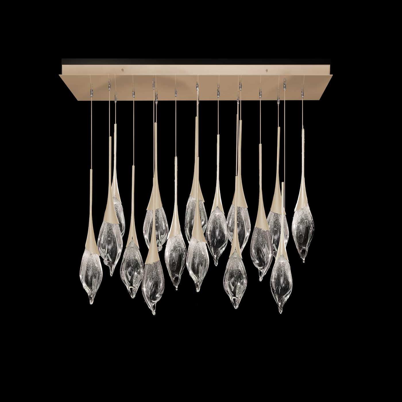 Hand-Pulled Glass Low-Ceiling Pendant Light / Champagne