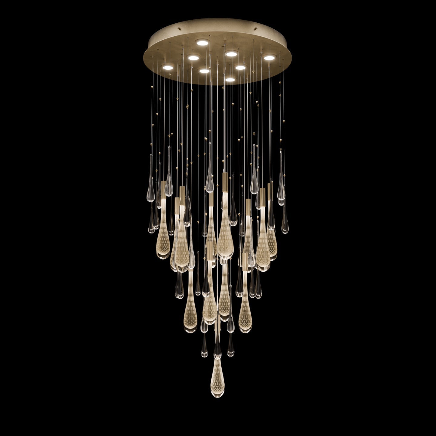 Illuminated Glass Raindrop LED Pendant / Ombre Bronze/Gold Glass