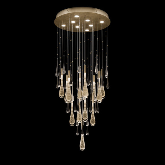 Illuminated Glass Raindrop LED Pendant / Ombre Bronze/Gold Glass