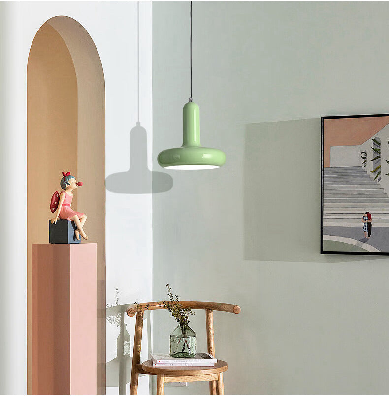 Nordic Colourful Iron Pendant Light / Mint Green / Warm Light