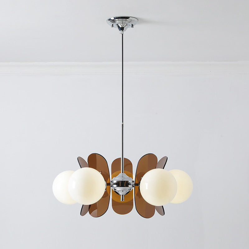 Nordic Glass Multi-Light LED Chandelier / Tricolor Light / Brown 3 Heads