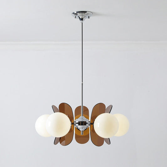 Nordic Glass Multi-Light LED Chandelier / Tricolor Light / Brown 3 Heads