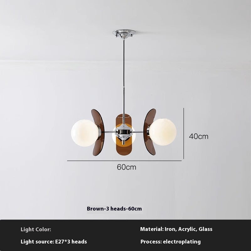 Nordic Glass Multi-Light LED Chandelier / Tricolor Light / Brown 6 Heads