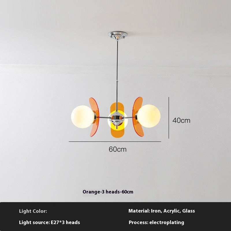 Nordic Glass Multi-Light LED Chandelier / Tricolor Light / Orange 6 Heads