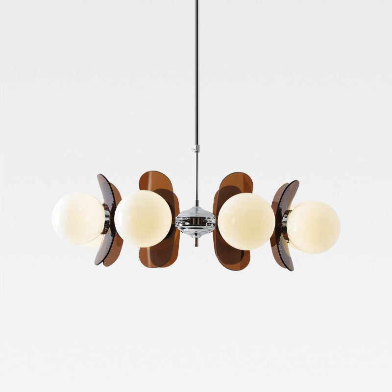 Nordic Glass Multi-Light LED Chandelier / Tricolor Light / Brown 5 Heads