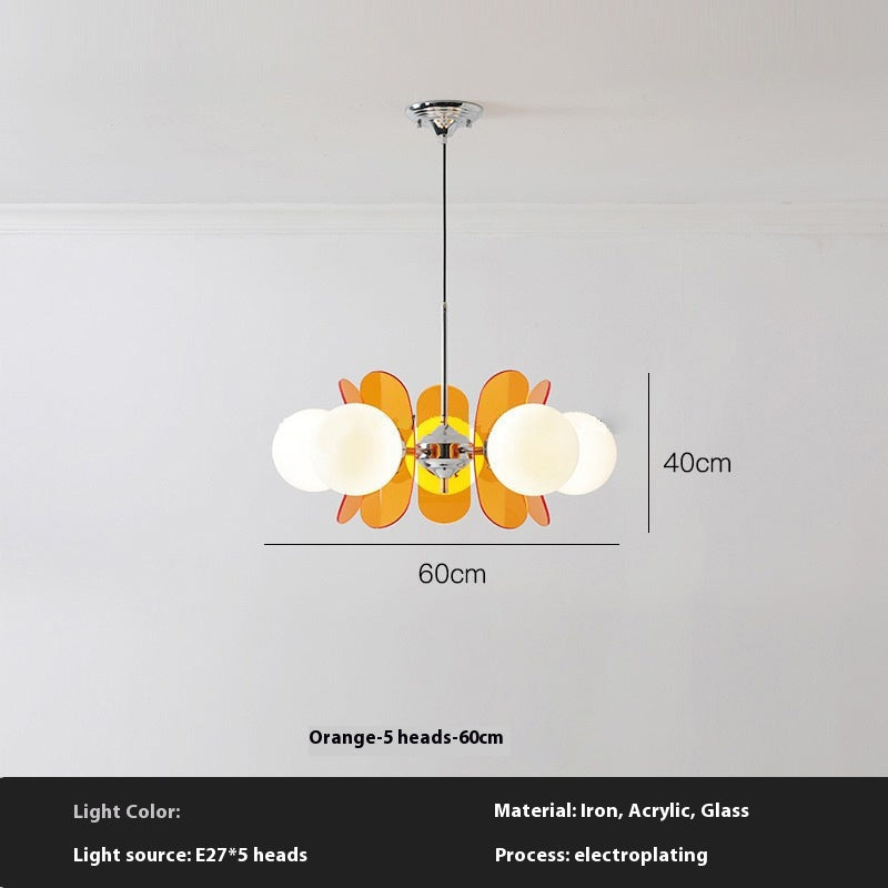 Nordic Glass Multi-Light LED Chandelier / Tricolor Light / Orange 8 Heads