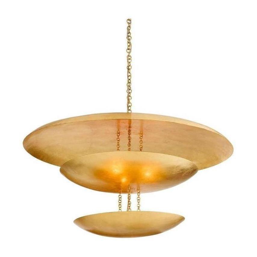 Oversized Gold-Leaf Disc Chandelier / Default Title