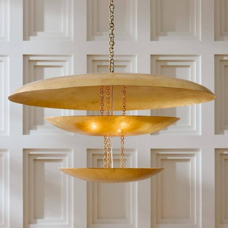 Oversized Gold-Leaf Disc Chandelier