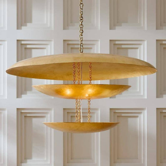 Oversized Gold-Leaf Disc Chandelier