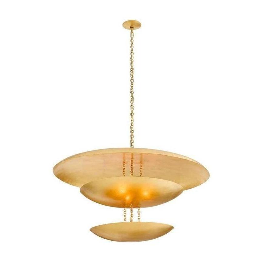 Oversized Gold-Leaf Disc Chandelier