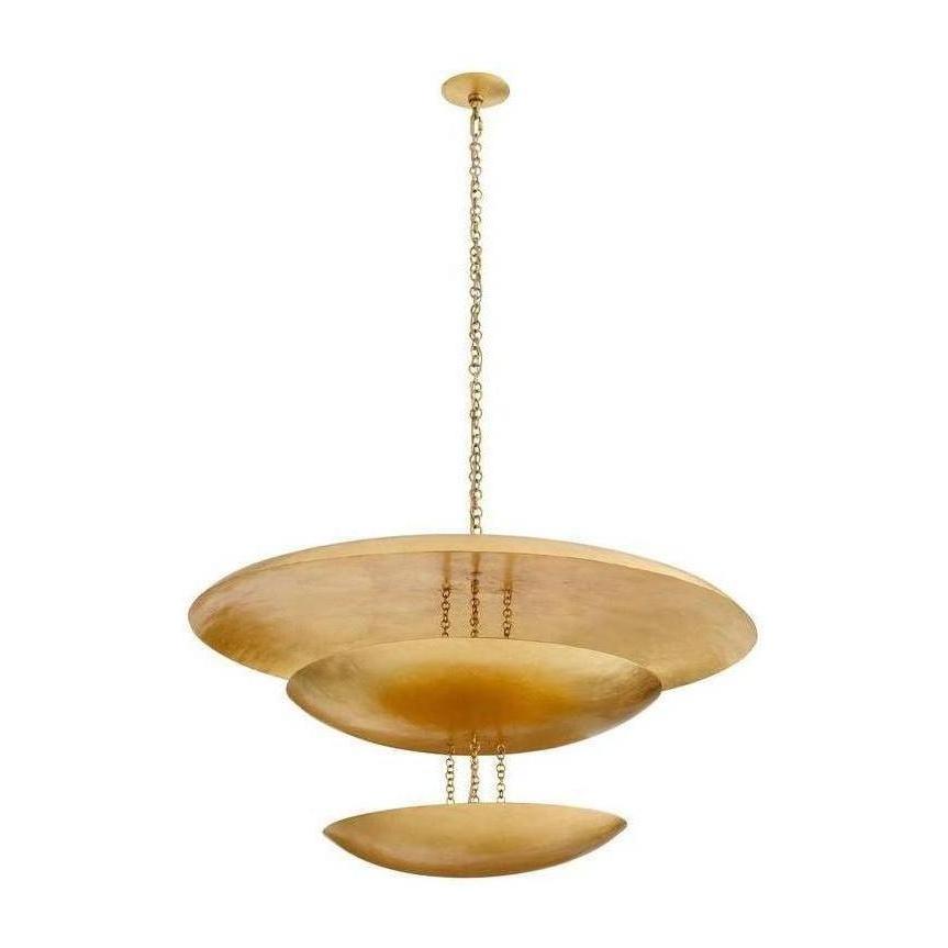 Oversized Gold-Leaf Disc Chandelier
