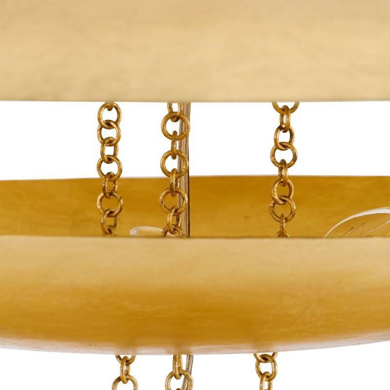 Oversized Gold-Leaf Disc Chandelier