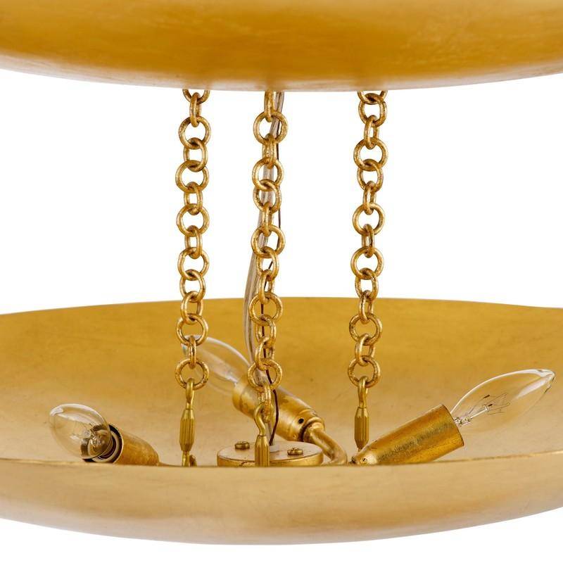 Oversized Gold-Leaf Disc Chandelier